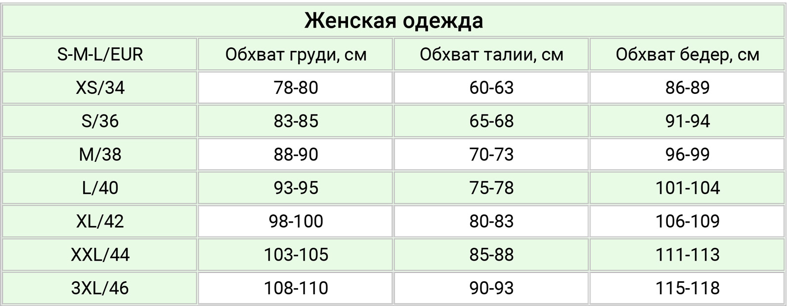 Размерная сетка Marnastini Marnastini размерная сетка