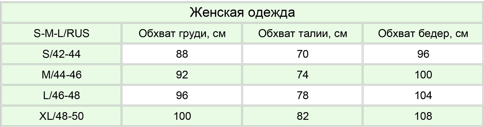 ShaArm размерная сетка